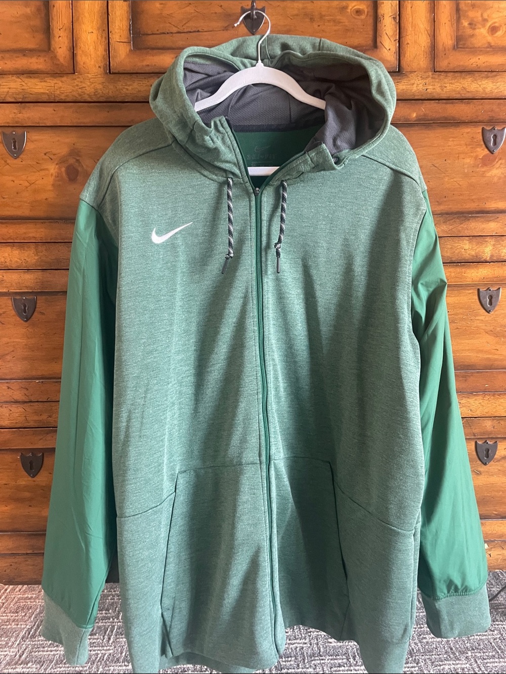 Nike Green Full-Zip Hooded Performance Jacket